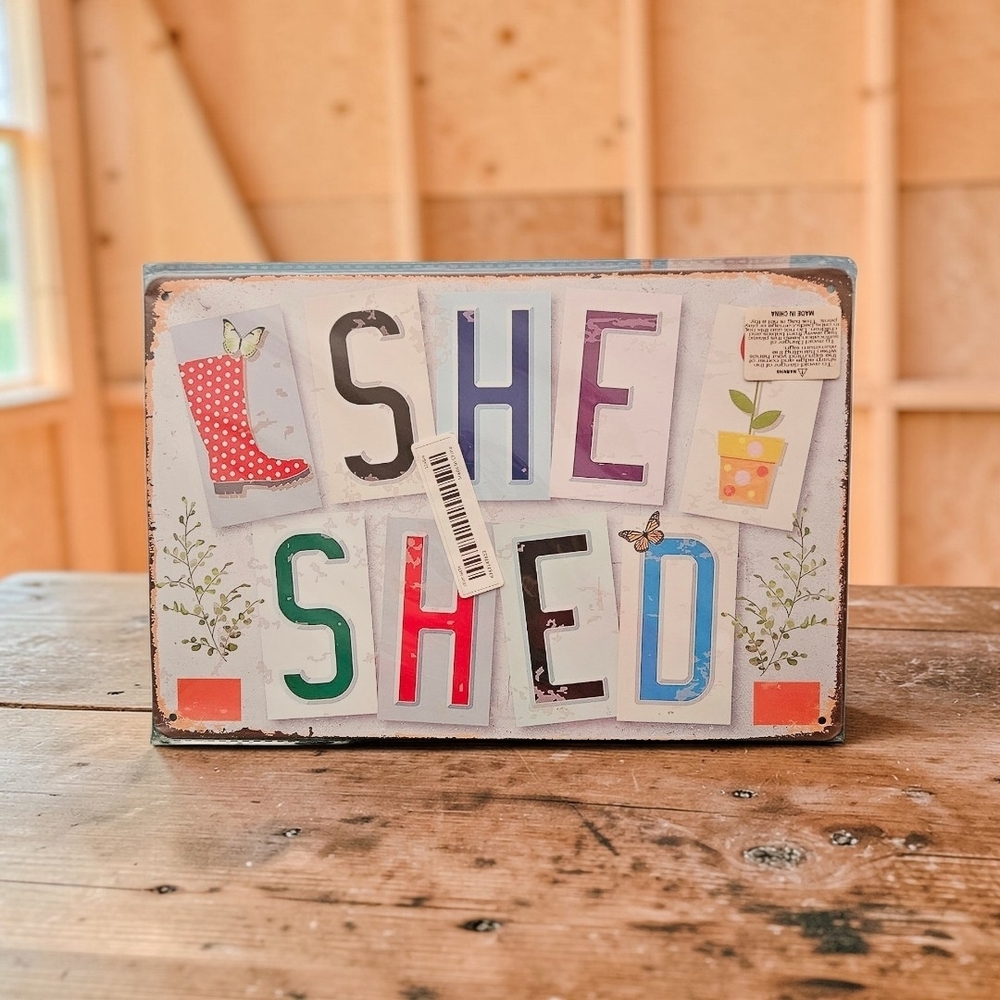 She Shed Metal Sign by Lone Star Art 8” x 12” New In Plastic - Picture 1 of 2